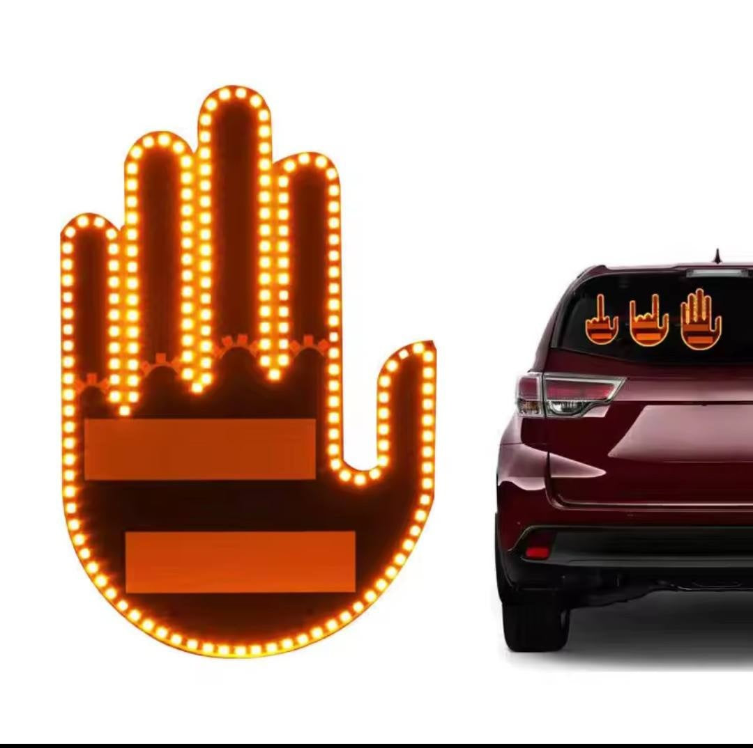 Semn LED auto cu telecomanda, tip mana, cu 4 moduri de utilizare, iluminare puternica, compatibilitate universala, negru/portocaliu