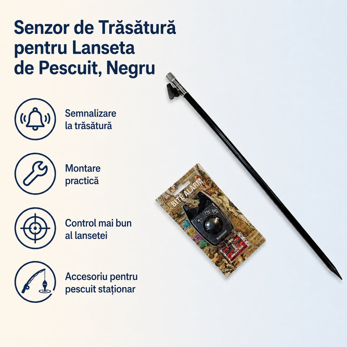 Senzor de Trăsătură pentru Lanseta de Pescuit, Negru – caracteristici și beneficii