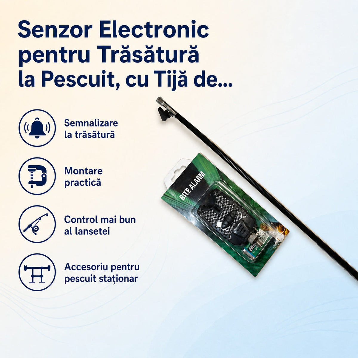 Senzor Electronic pentru Trăsătură la Pescuit, cu Tijă de Montaj – caracteristici și beneficii