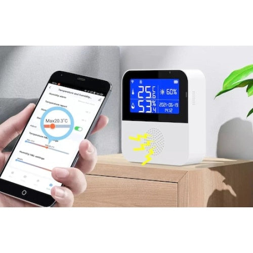 Senzor Inteligent FOXMAG24, temperatura, umiditate si luminozitate, wireless, interfata Tuya / Smartlife, alb
