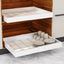 Sertar extensibil din metal, cu 3 glisiere autoadezive, extragere 80%, dimensiuni 31-50 cm x 42 cm x 6 cm, alb