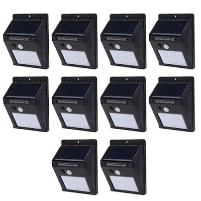 Set 10 lampi solare, FOXMAG24, 30 de LED, senzor de miscare, 0.55W, negru