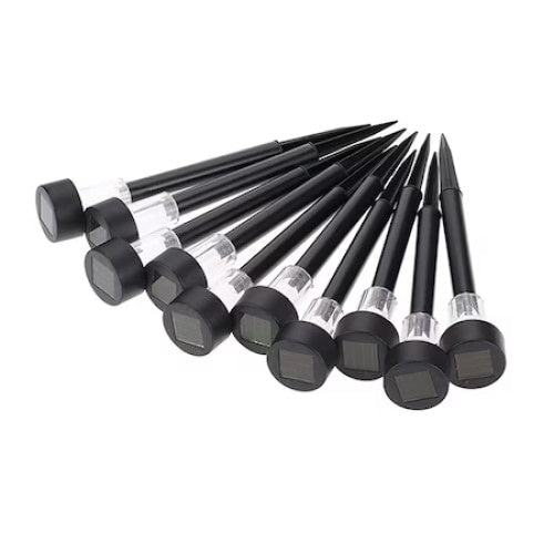 Set 10 lampi solare, pentru gradina, tip tarus, inaltime 30cm, negru