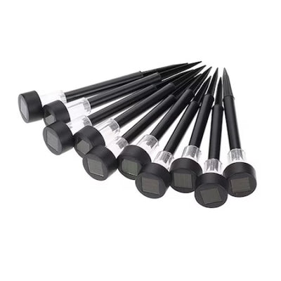 Set 10 lampi solare, pentru gradina, tip tarus, inaltime 30cm, negru