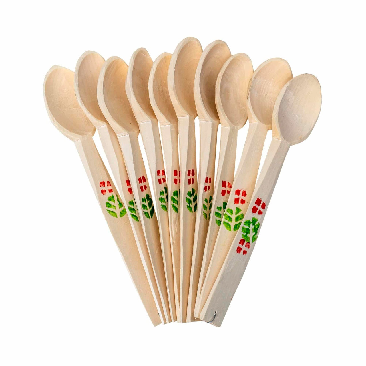 Set 10 linguri din lemn, 28 cm, culoare bej, clasic