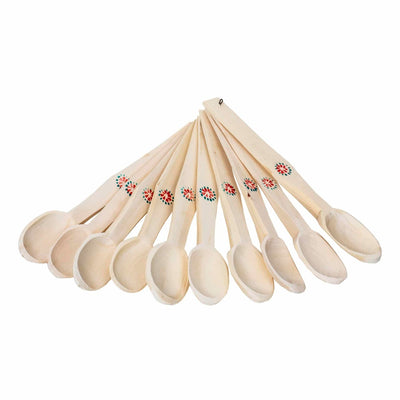 Set 10 linguri din lemn, 28 cm, culoare bej, clasic