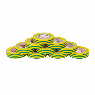 Set 10 role banda izolatoare 16mm x 20m, doua culori, PVC cu adeziv cauciuc