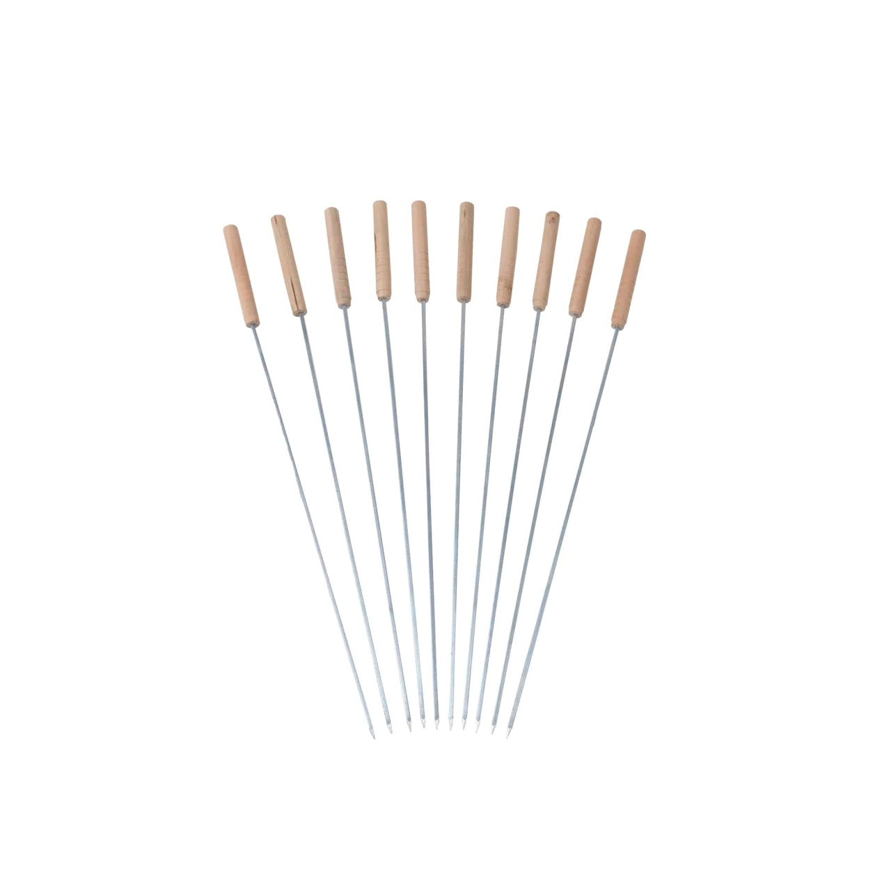 Set 10 tepuse pentru frigarui din inox cu maner de lemn, 30 cm