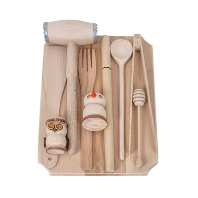 Set 10 tocatoare dreptunghiulare din lemn de fag, 35x25x2 cm