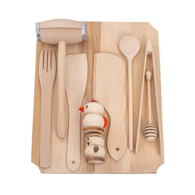 Set 10 tocatoare dreptunghiulare din lemn de fag, 40x30x2 cm