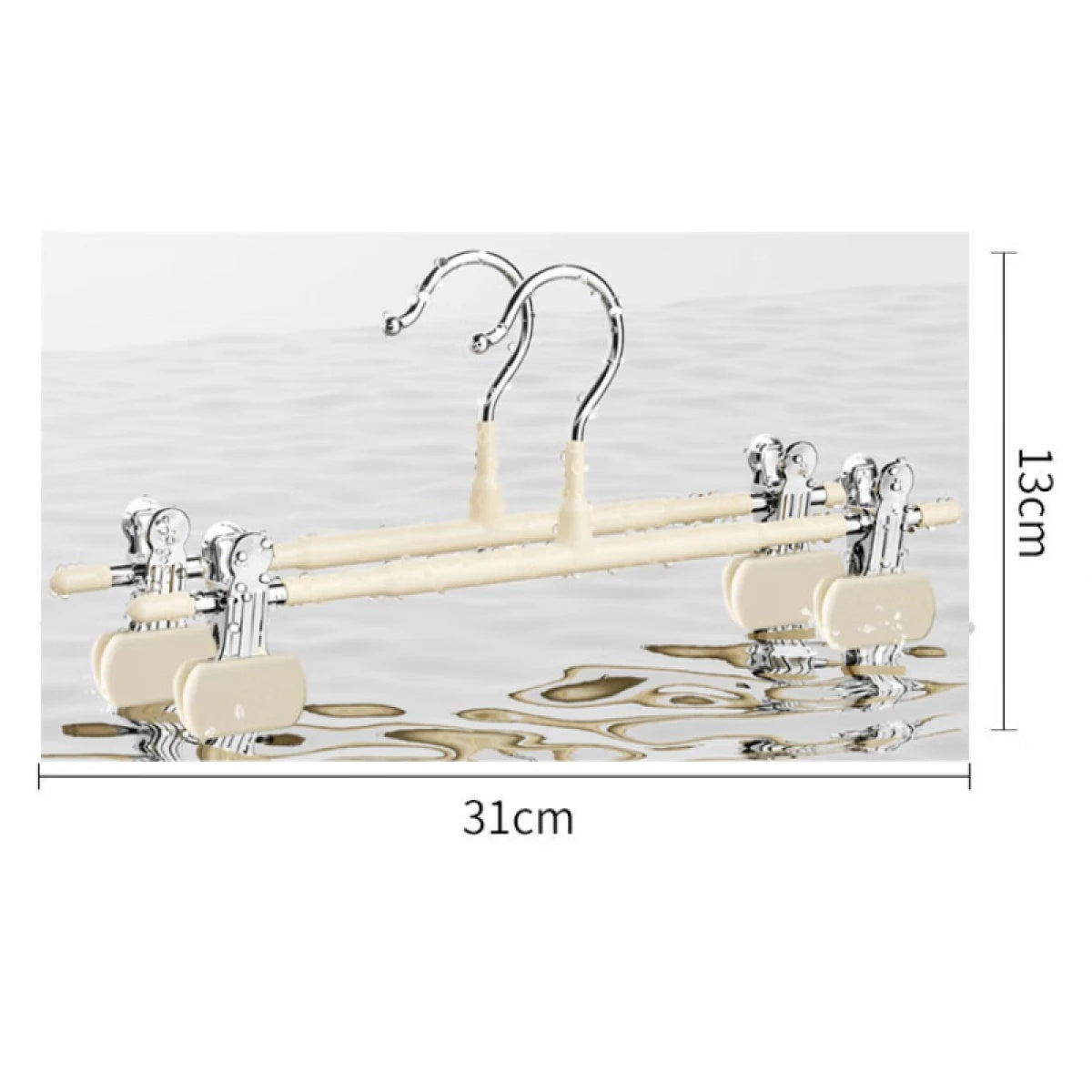 Set 10 umerase cu clips pentru pantaloni, din otel, dimensiuni 31 x 13 cm, crem