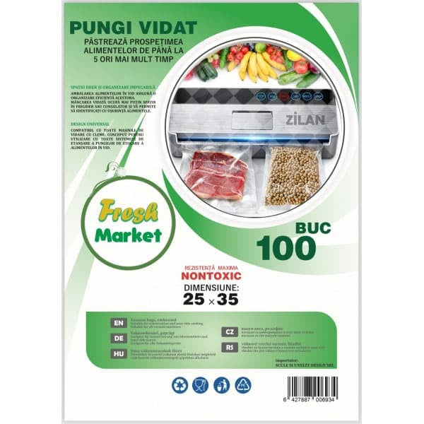 Set 100 pungi de vidat gofrate, dimensiuni 25x35 cm, grosime 90 microni