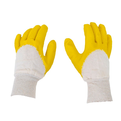 Set 12 buc manusi progrip galben, marime universala, latex exterior