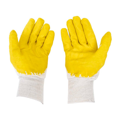 Set 12 buc manusi progrip galben, marime universala, latex exterior
