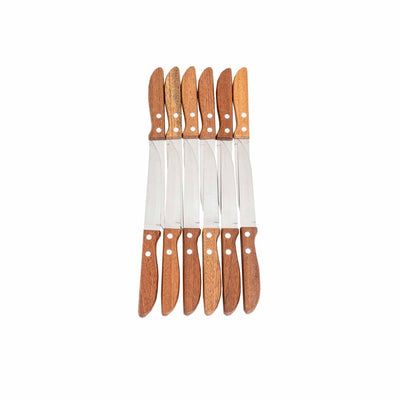 Set 12 cutite cu maner din lemn, lama 11.5 cm, lungime totala 21 cm