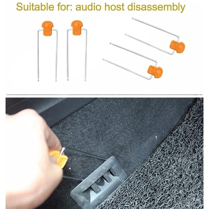 Set 12 instrumente pentru indepartare radio auto, desfacere interior auto, din metal si plastic, portocaliu