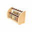 Set 12 sticle condimente cu suport lemn, dimensiuni 30x18x12 cm