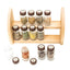 Set 12 sticle condimente cu suport lemn, dimensiuni 30x18x12 cm
