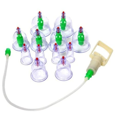 Set 12 Ventuze FOXMAG24 pentru Masaj, Pompa cu Vacum, Functie Terapeutica, Transparente
