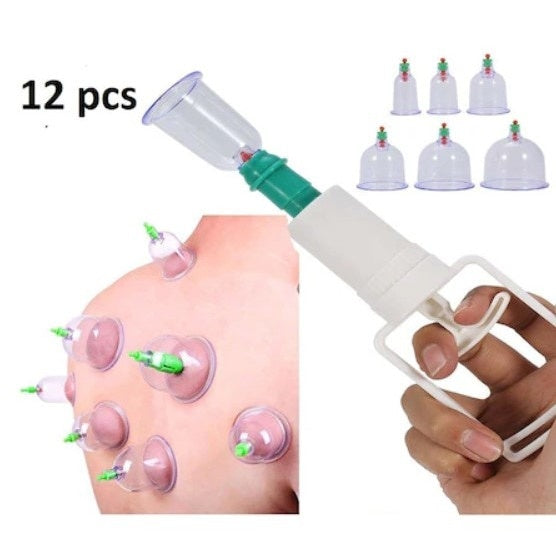 Set 12 Ventuze FOXMAG24 pentru Masaj, Pompa cu Vacum, Functie Terapeutica, Transparente