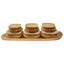 Set 13 platouri din lemn de arin, compartimentate, diferite dimensiuni, maro