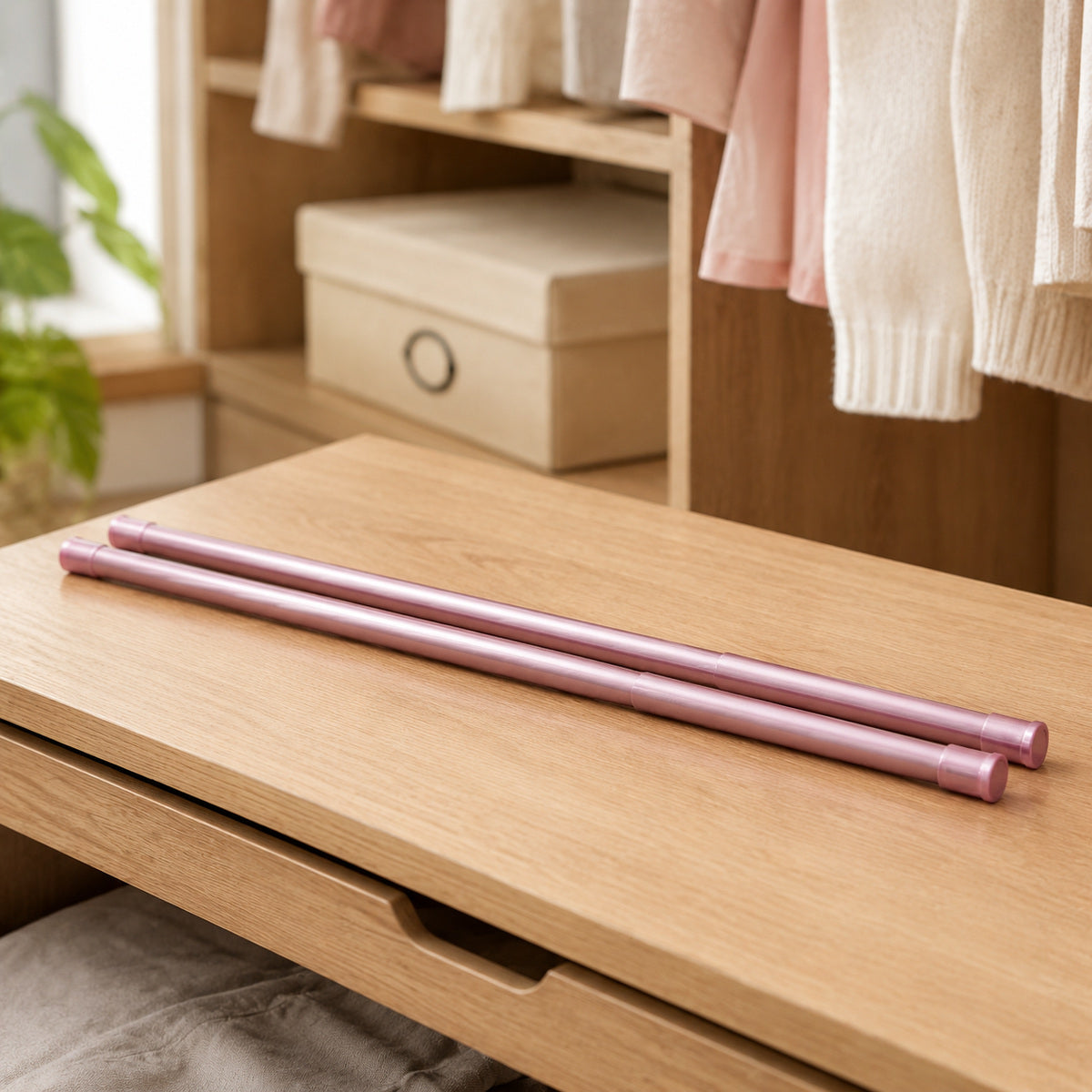 Set 2 Bare Extensibile pentru Perdele sau Dulap, Roz – imagine comercială