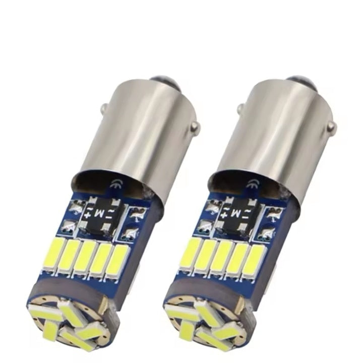 Set 2 becuri auto, led alb, T14, canbus, 12V, fara polaritate, putere 1.59W, consum redus de energie, BA9S, argintiu