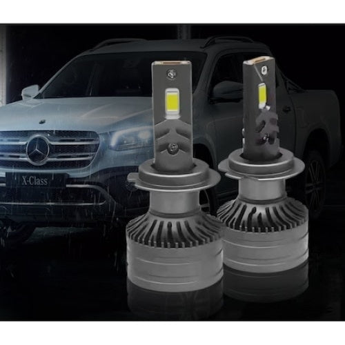 Set 2 becuri LED F9A, 150W, Canbus, 21000Lm, fara eroare, tehnologie LED High Power SMD, argintiu