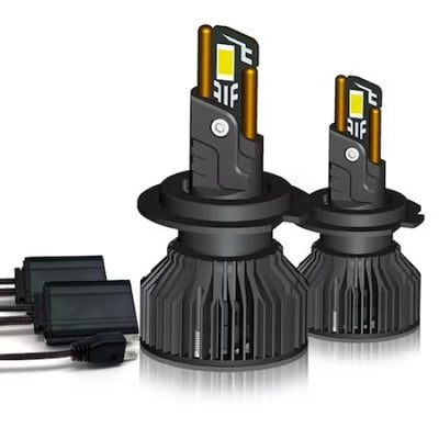 Set 2 becuri LED H1, 180W, Canbus, 60mm, fara eroare, 23000Lm, 6000K, T55 mini, negru