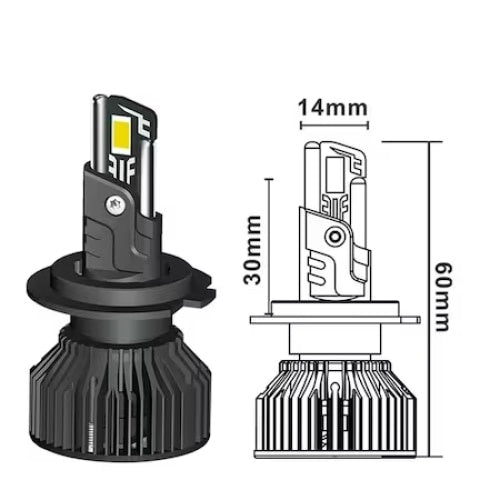 Set 2 becuri LED H11, 180W, Canbus, 60mm, fara eroare, 23000Lm, 6000K, T55 mini, durata de viata 50.000 de ore, negru