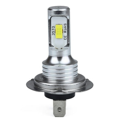 Set 2 becuri LED H7 CSP 3570, 5000 lm, putere LED 40W, alb rece, 6000 K, lumini de ceata, faza scurta, faza lunga, instalare Plug & Play
