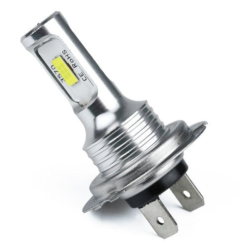 Set 2 becuri LED H7 CSP 3570, 5000 lm, putere LED 40W, alb rece, 6000 K, lumini de ceata, faza scurta, faza lunga, instalare Plug & Play