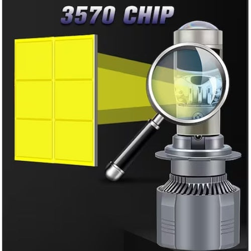 Set 2 becuri LED H7, cu lupa, cu cooler de racire, 220W, tensiunea 12V, dimensiuni 89 x 33 mm, argintiu
