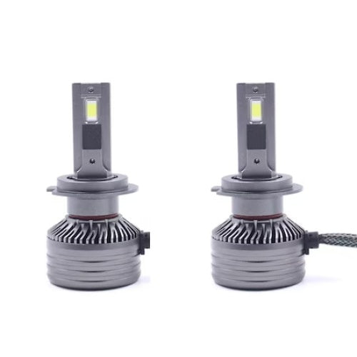 Set 2 becuri LED, H7, F9A, 150W, Canbus, 21000Lm, fara eroare, 6000k, fara bruiaj radio, cu ventilator de racire, argintiu