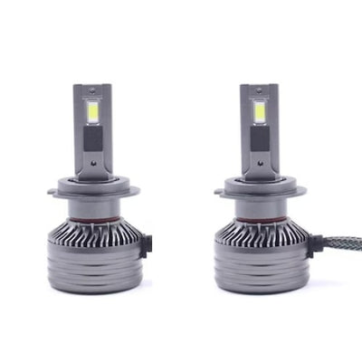 Set 2 becuri LED, H7, F9A, 150W, Canbus, 21000Lm, fara eroare, 6000k, fara bruiaj radio, cu ventilator de racire, argintiu