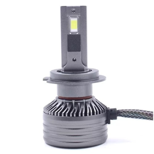 Set 2 becuri LED, H7, F9A, 150W, Canbus, 21000Lm, fara eroare, 6000k, fara bruiaj radio, cu ventilator de racire, argintiu