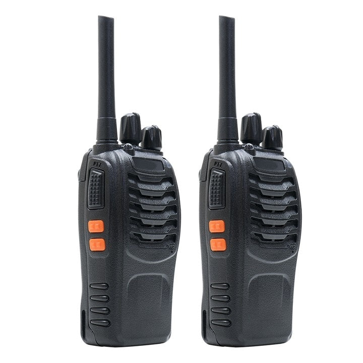 Set 2 bucati statie radio, programabila, cu acumulatori, incarcatoare si casti incluse, 0.5W, ASQ, TOT, VOX, portabile, negru