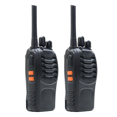 Set 2 bucati statie radio, programabila, cu acumulatori, incarcatoare si casti incluse, 0.5W, ASQ, TOT, VOX, portabile, negru
