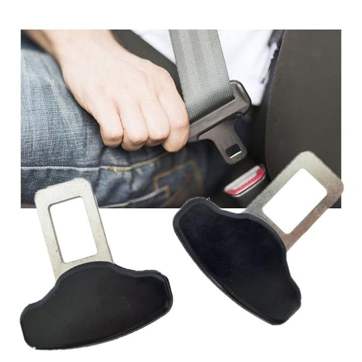 Set 2 catarame pentru centura de siguranta, din metal si plastic, dimensiuni 6 X 5.5 cm, negru