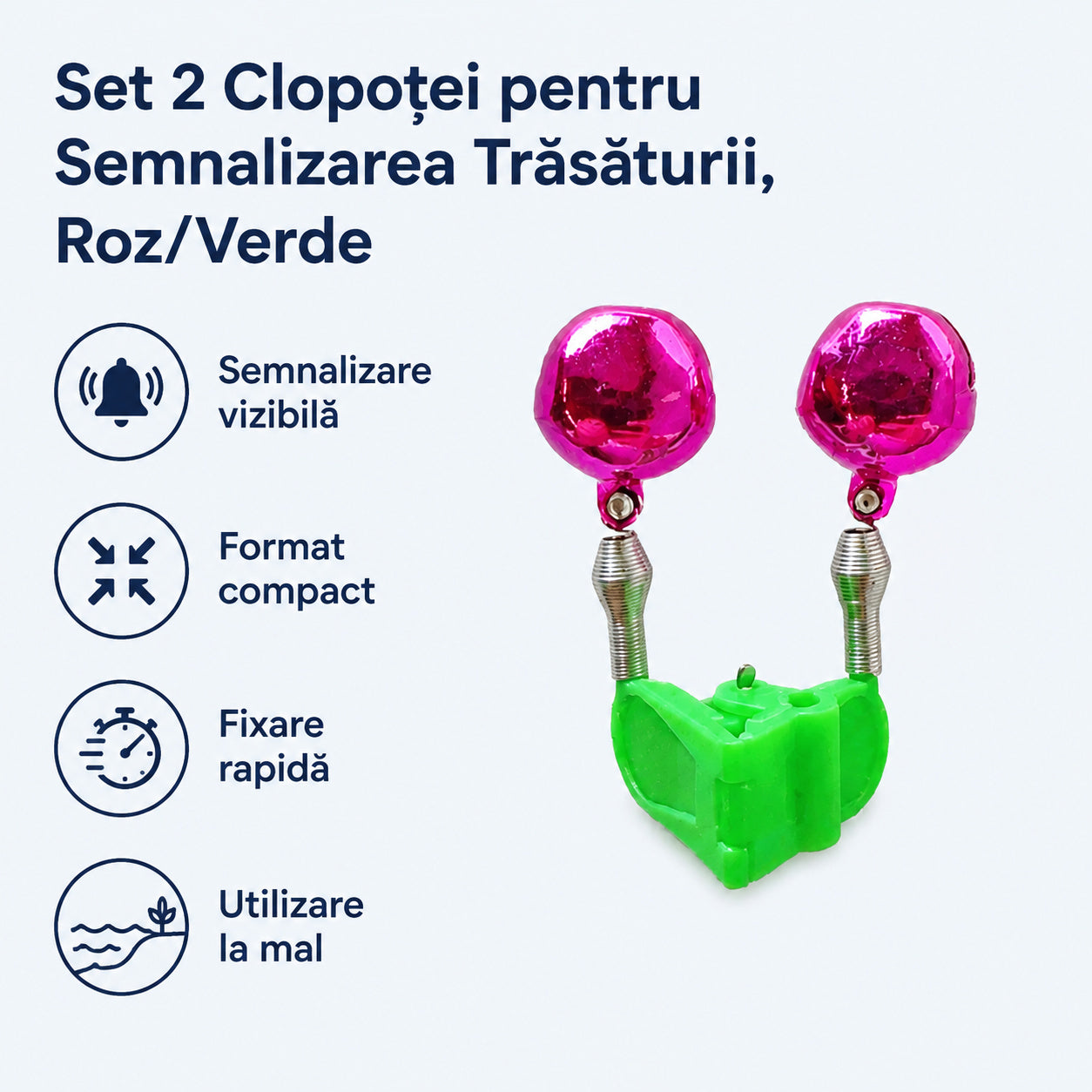 Set 2 Clopoței pentru Semnalizarea Trăsăturii, Roz/Verde – caracteristici