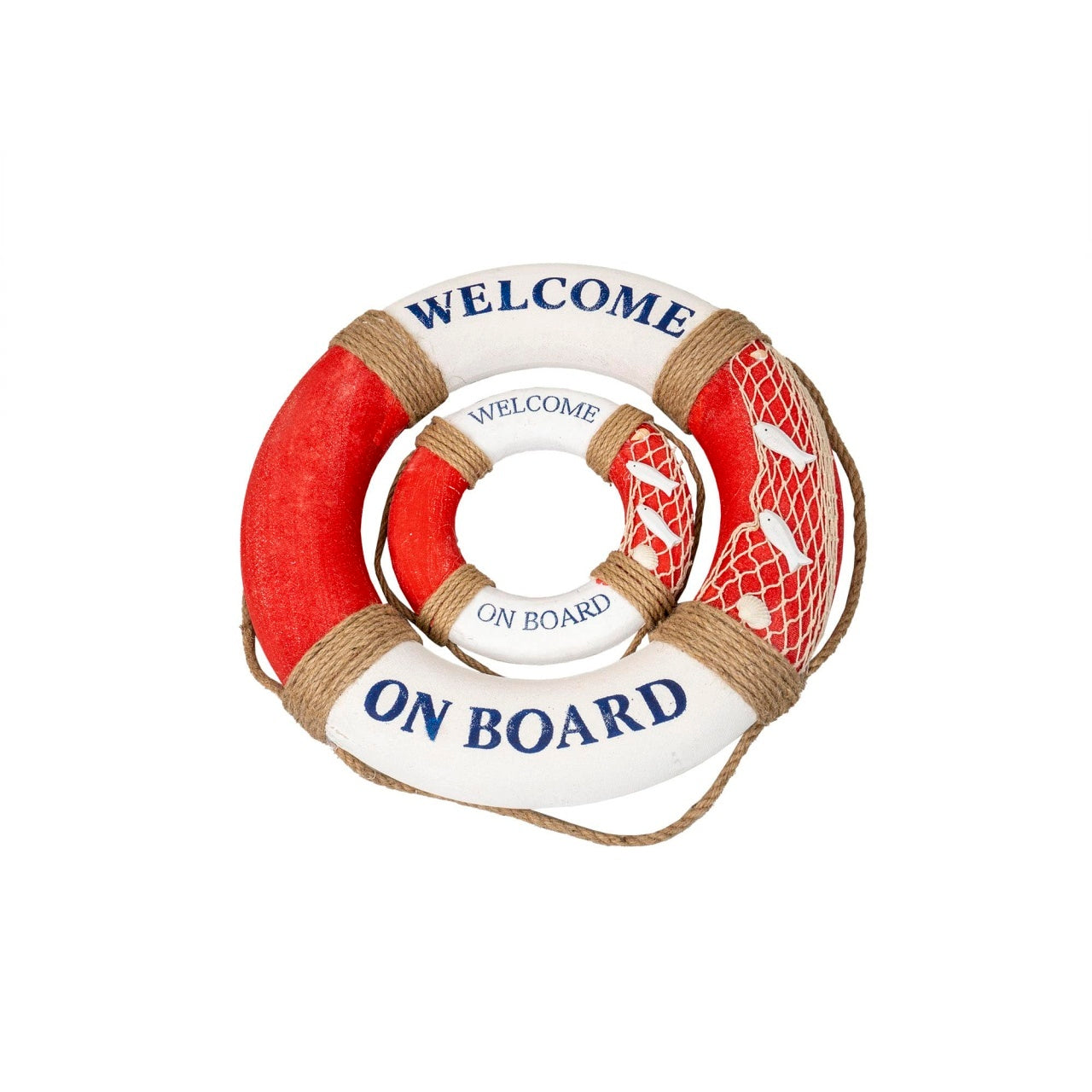 Set 2 colaci decorativi pentru vapor Welcome, rosii, diametru 46cm si 24cm