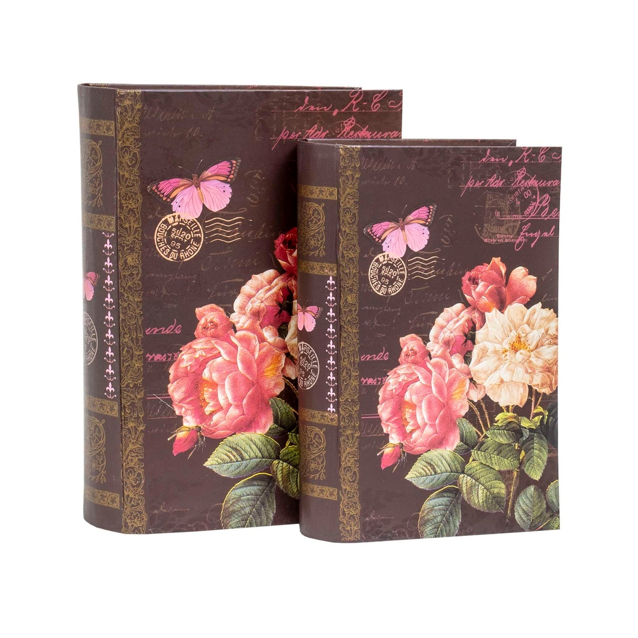 Set 2 cutii cu forma de carte, dimensiuni diferite pentru decor si cadouri