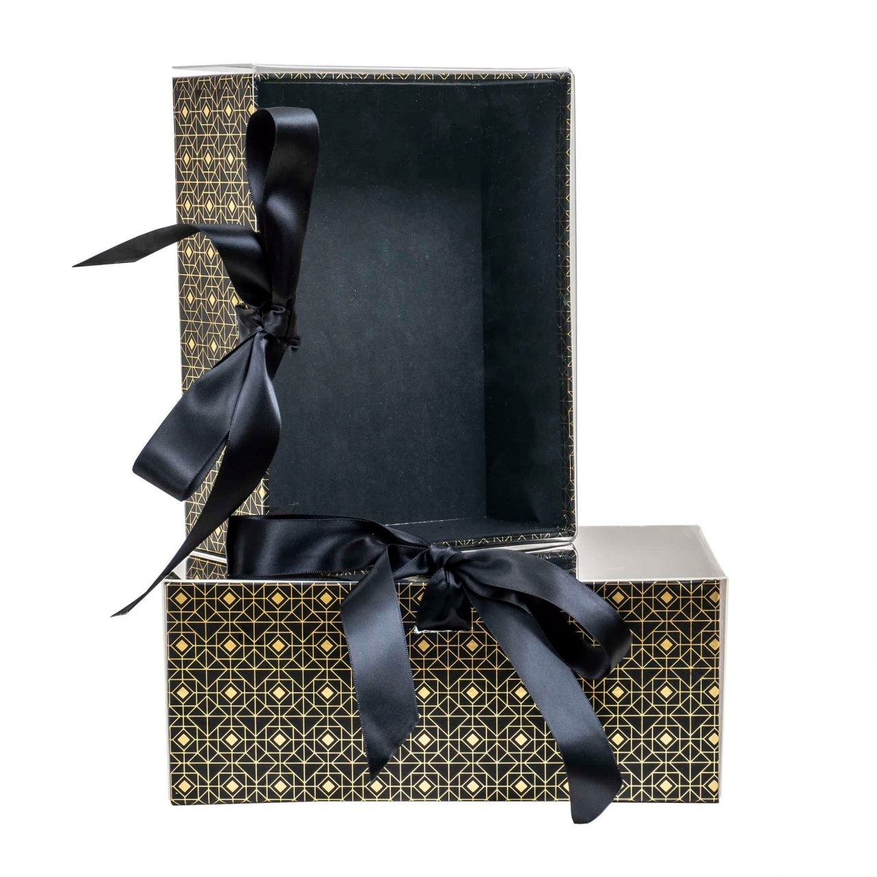 Set 2 cutii dreptunghiulare negre, dimensiuni diferite pentru decor sau cadouri