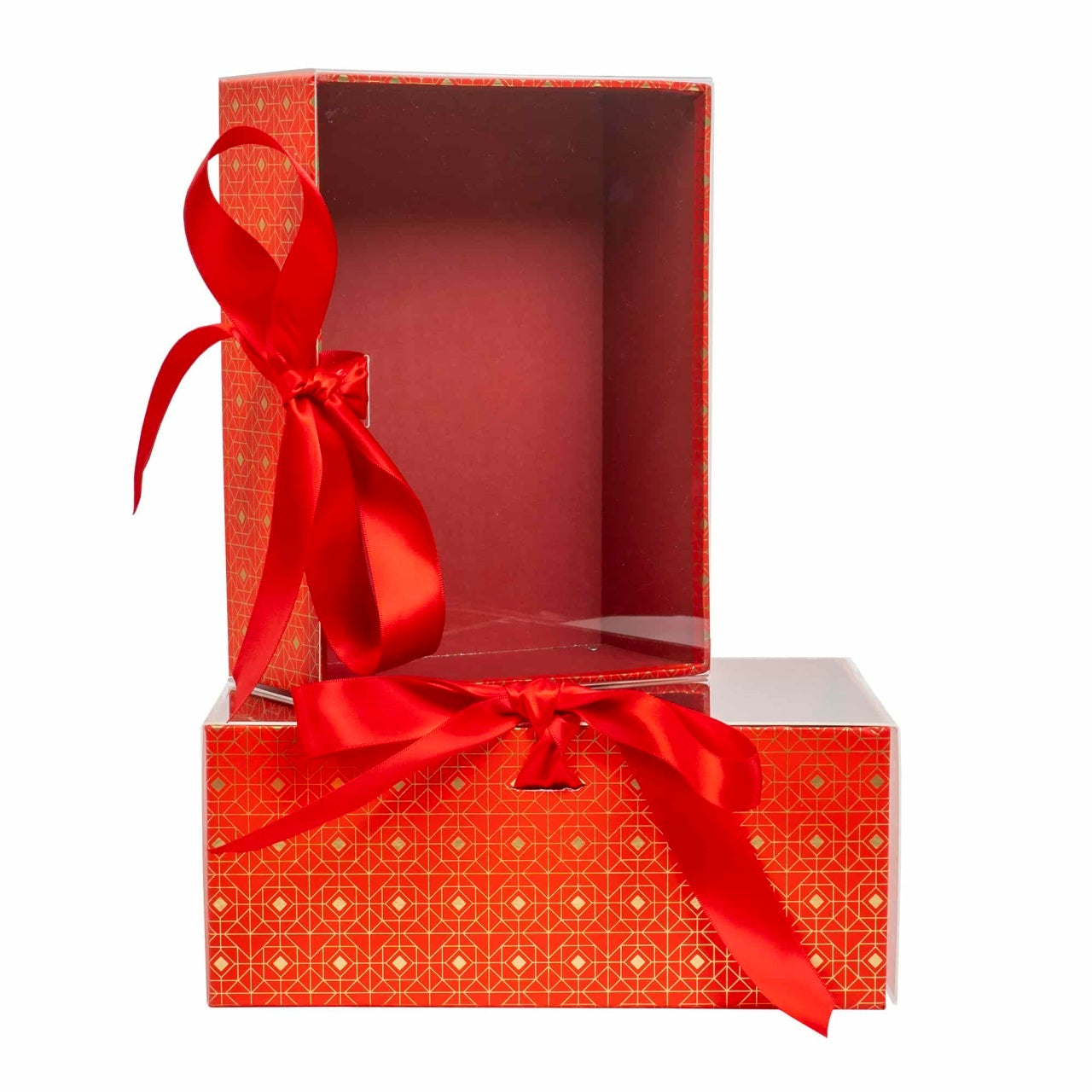 Set 2 cutii dreptunghiulare rosii, dimensiuni diferite pentru decor si cadouri