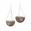 Set 2 ghivece suspendate din rachita, diametre 20cm si 25cm, cu lant
