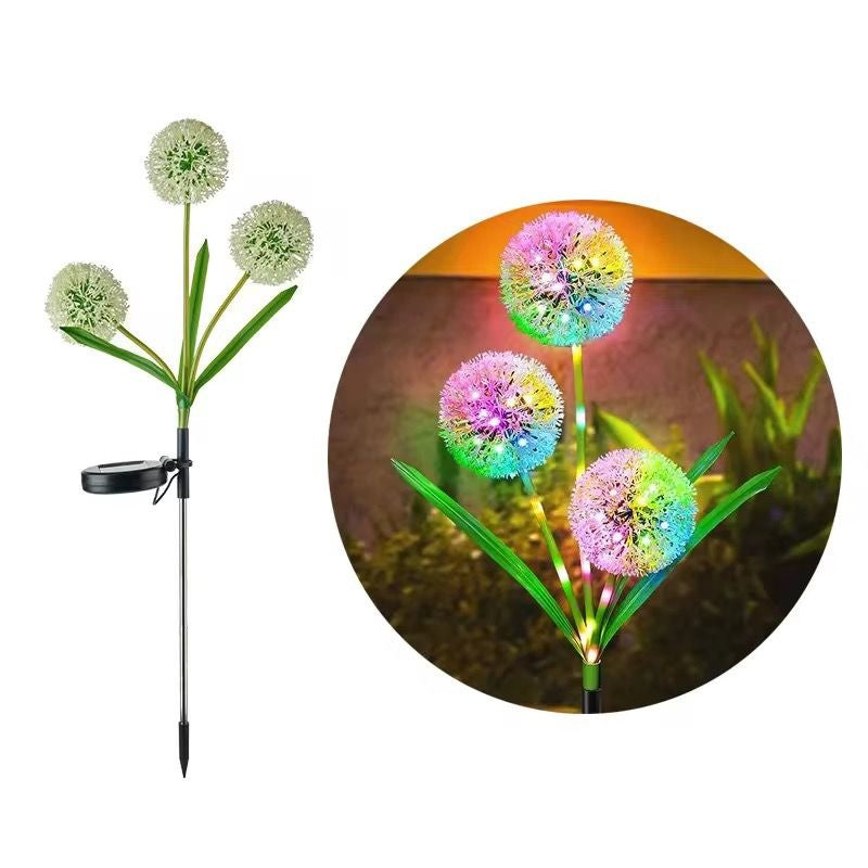Set 2 Lampi Solare de Gradina, Papadie Decorativa, ABS & Otel Inoxidabil, Lumina Colorata/Calda, 70 cm