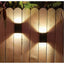 Set 2 lampi solare de perete, cu lumina calda, din ABS, rezistente la apa, cu senzor de lumina, negru