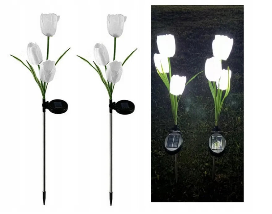 Set 2 lampi Solare Grădină Tip Lalea, 30 cm, 30 LM, Lumina Albă, Eco-Friendly