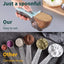 Set 2 linguri masurare pentru bucatarie, cu maner ergonomic, din plastic rezistent, cu buton de selectie, Gri/Albastru