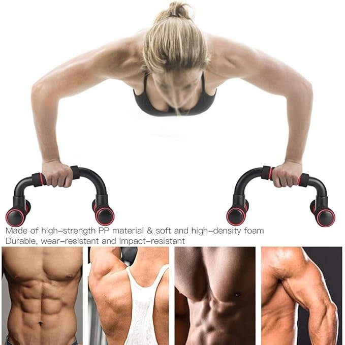 Set 2 manere pentru antrenament, din ABS, cu sistem antialunecare, portabile, pentru tonifierea bratelor si abdomenului, negru
